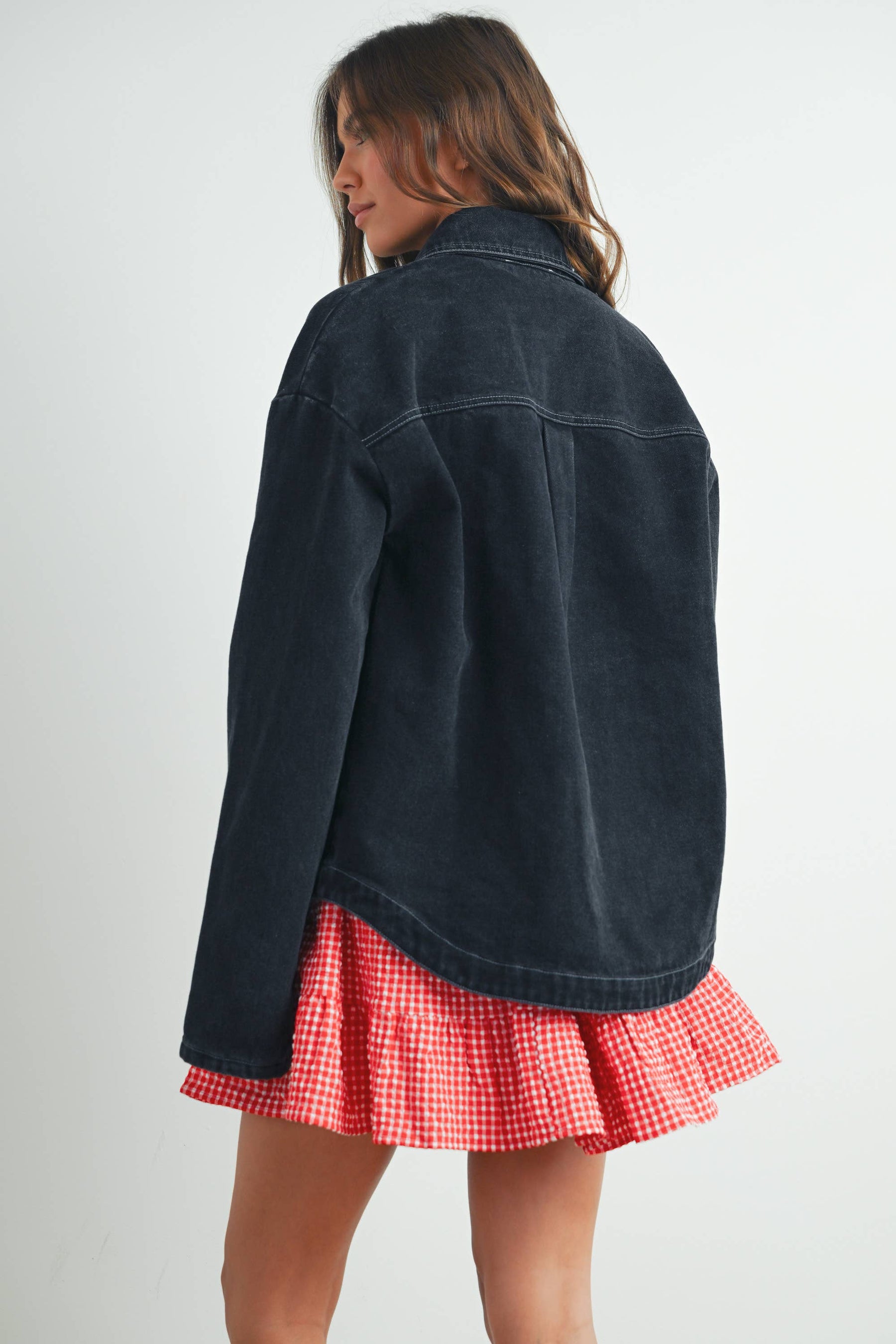 High Waist Tiered Check Skirt