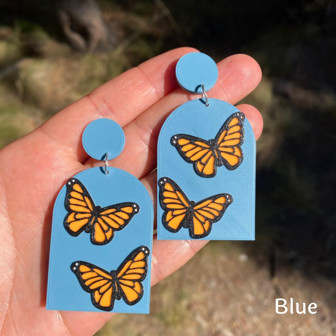 Arco Monarca (Multiple Colors): Blue (Silver plated) / Circle Studs