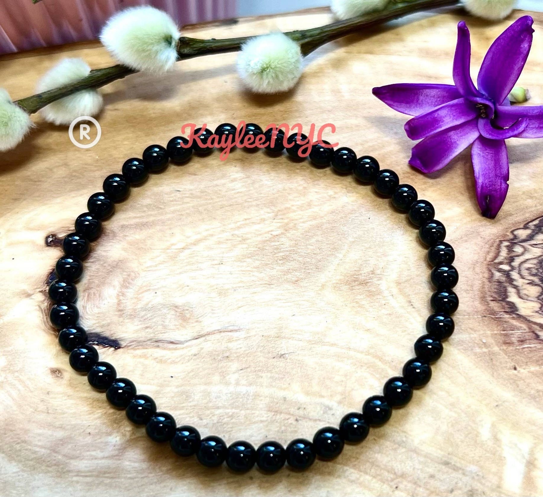 Natural Black Tourmaline 4mm 7.5” Crysta