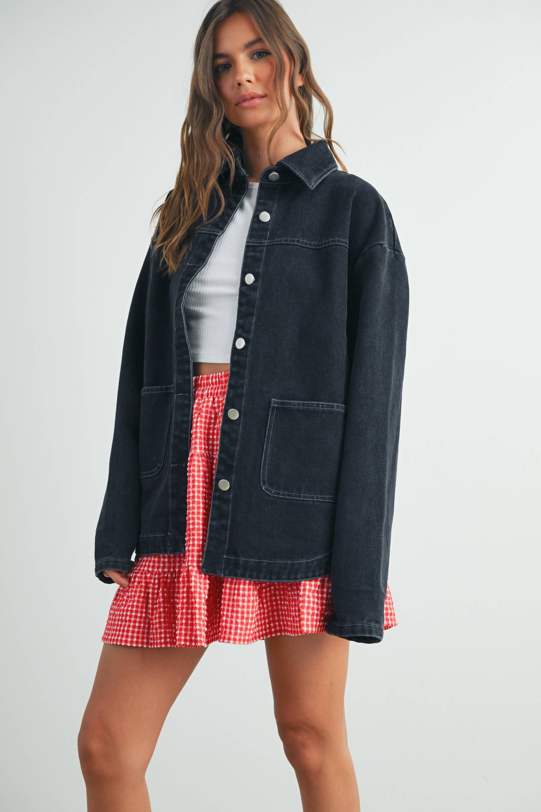 High Waist Tiered Check Skirt