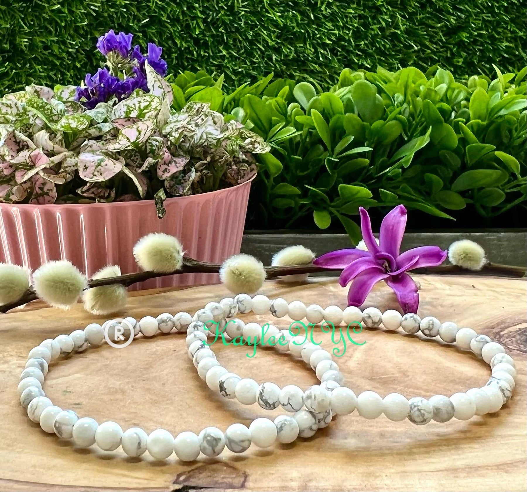 Natural Howlite 4mm 7.5” Crystal Healing Stretch Bracelet