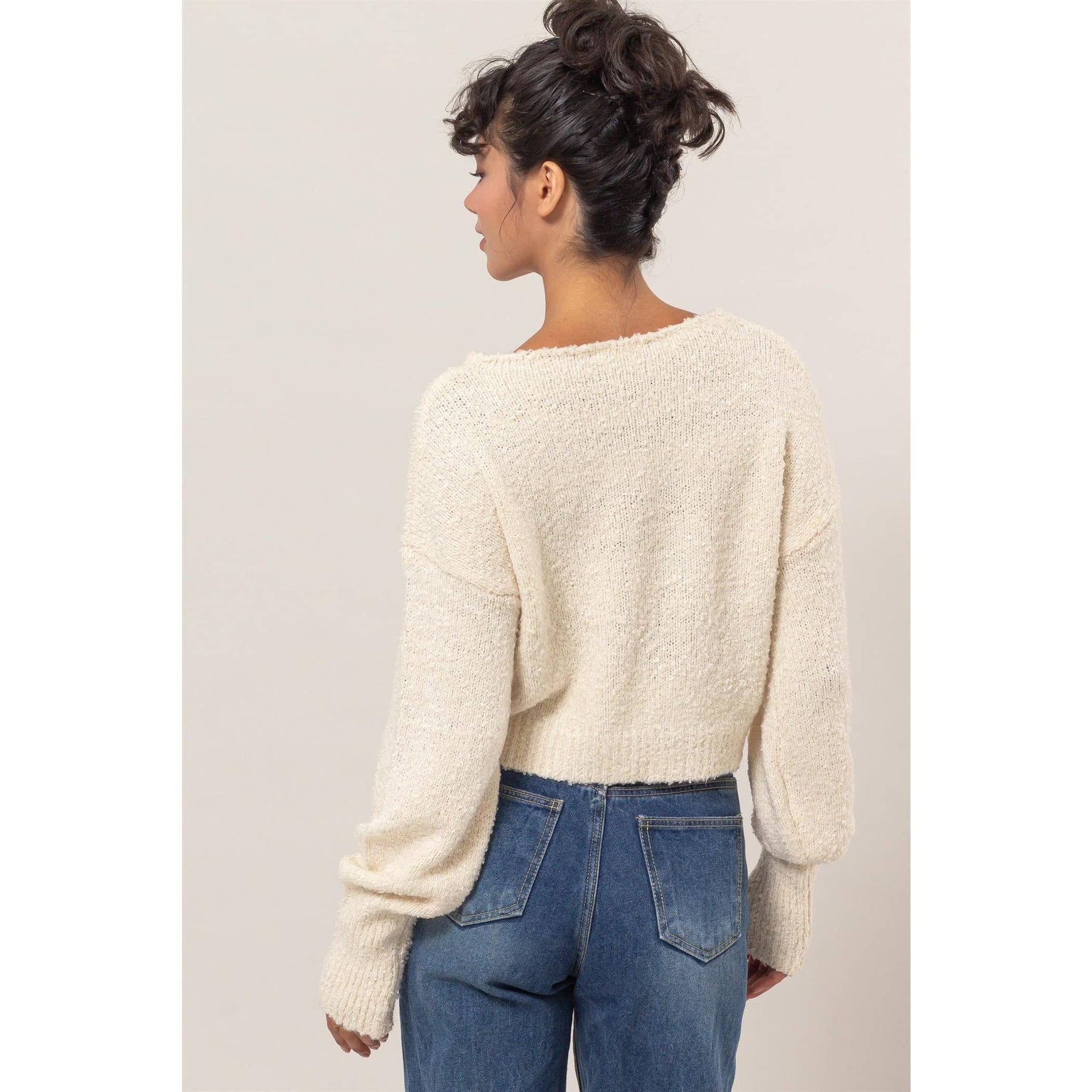 Drop Shoulders Boucle Sweater