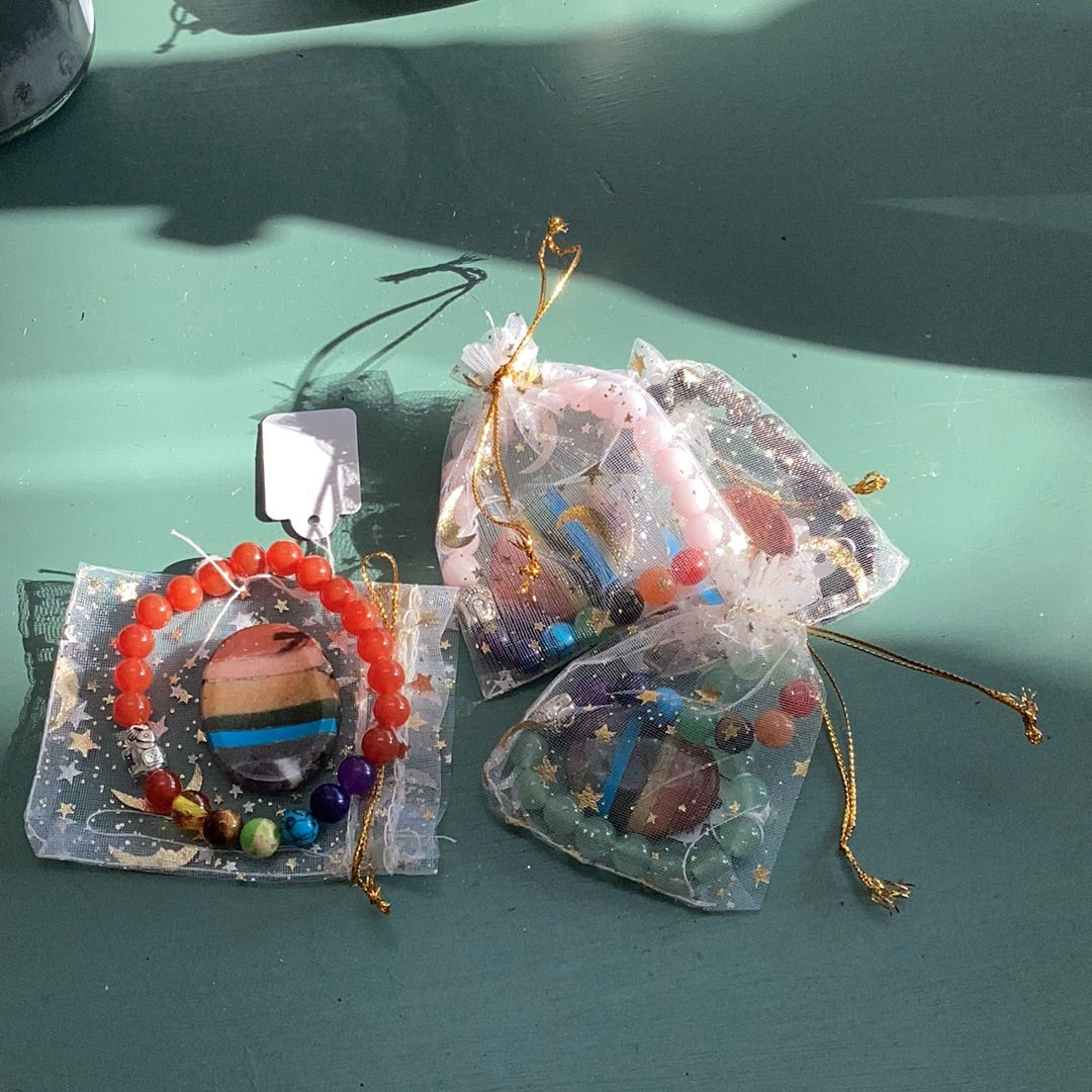 Chakra bracelet and palm stone kit