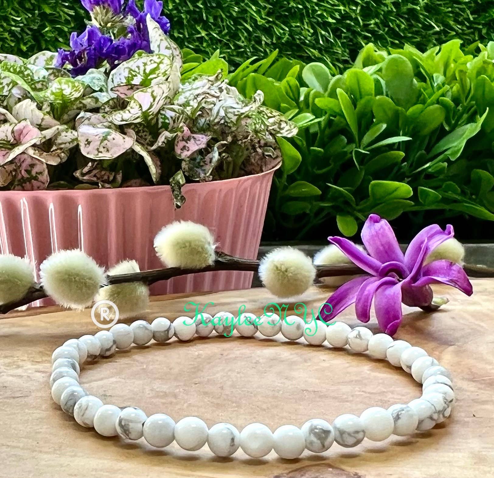 Natural Howlite 4mm 7.5” Crystal Healing Stretch Bracelet