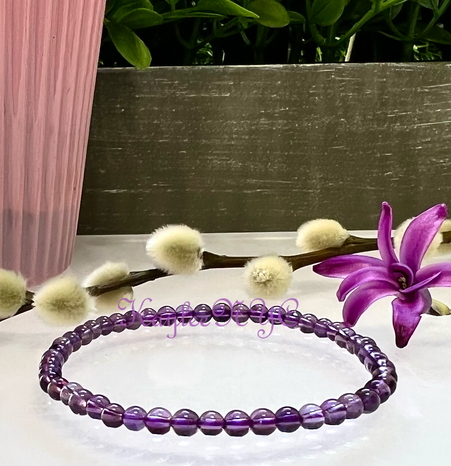 Natural Amethyst 4mm 7.5” Crystal Healin