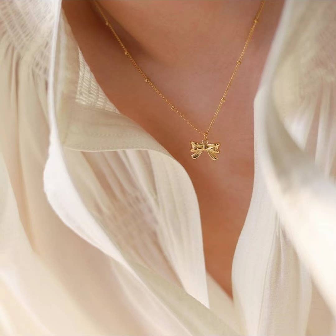 Bow necklaces collarbone chains bow necklace