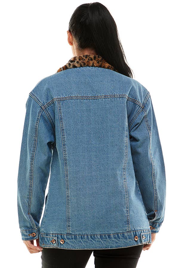 Sherpa Lined Long Denim Jacket