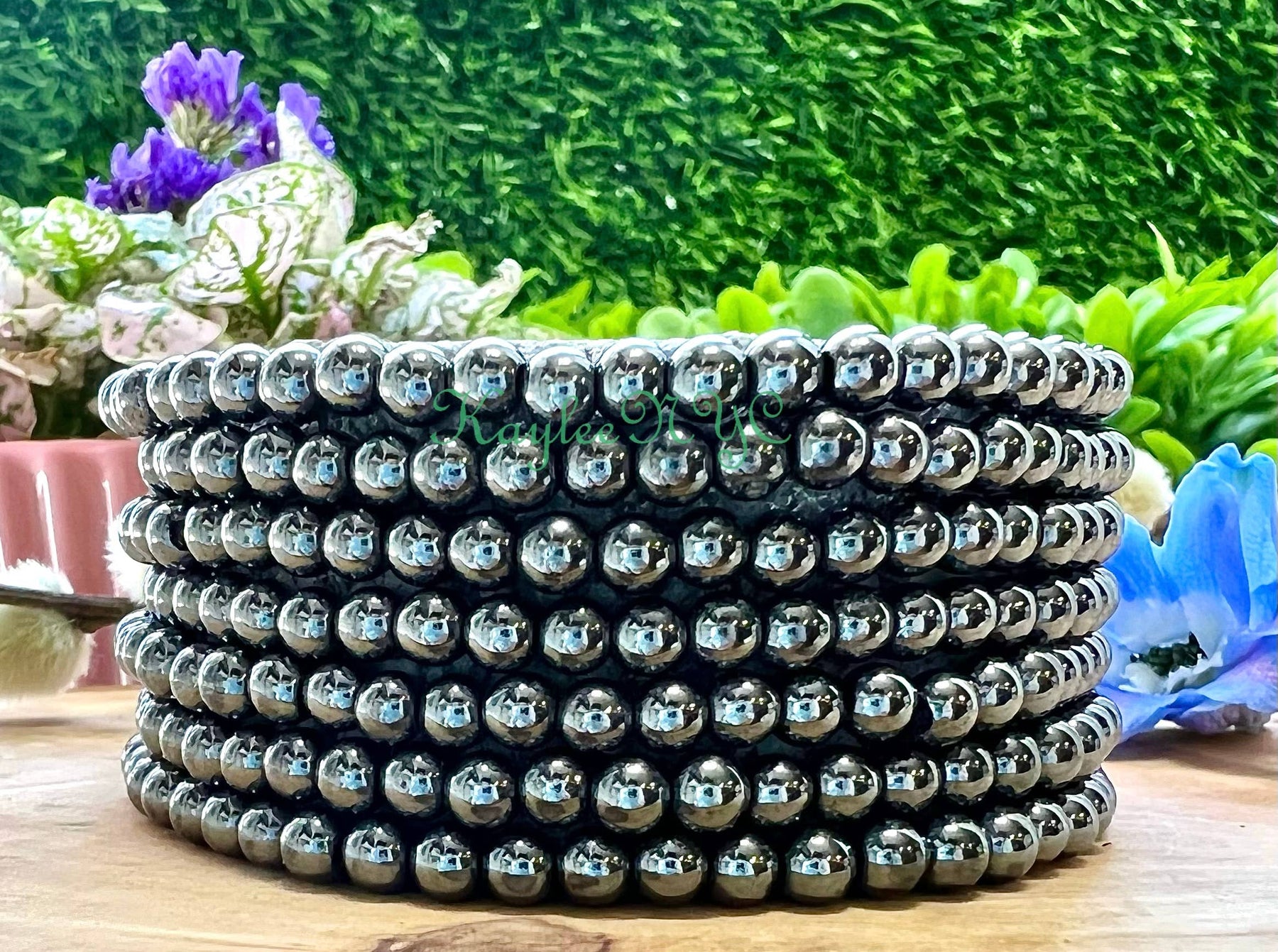 Natural Hematite 4mm 7.5” Crystal Stretch Bracelet