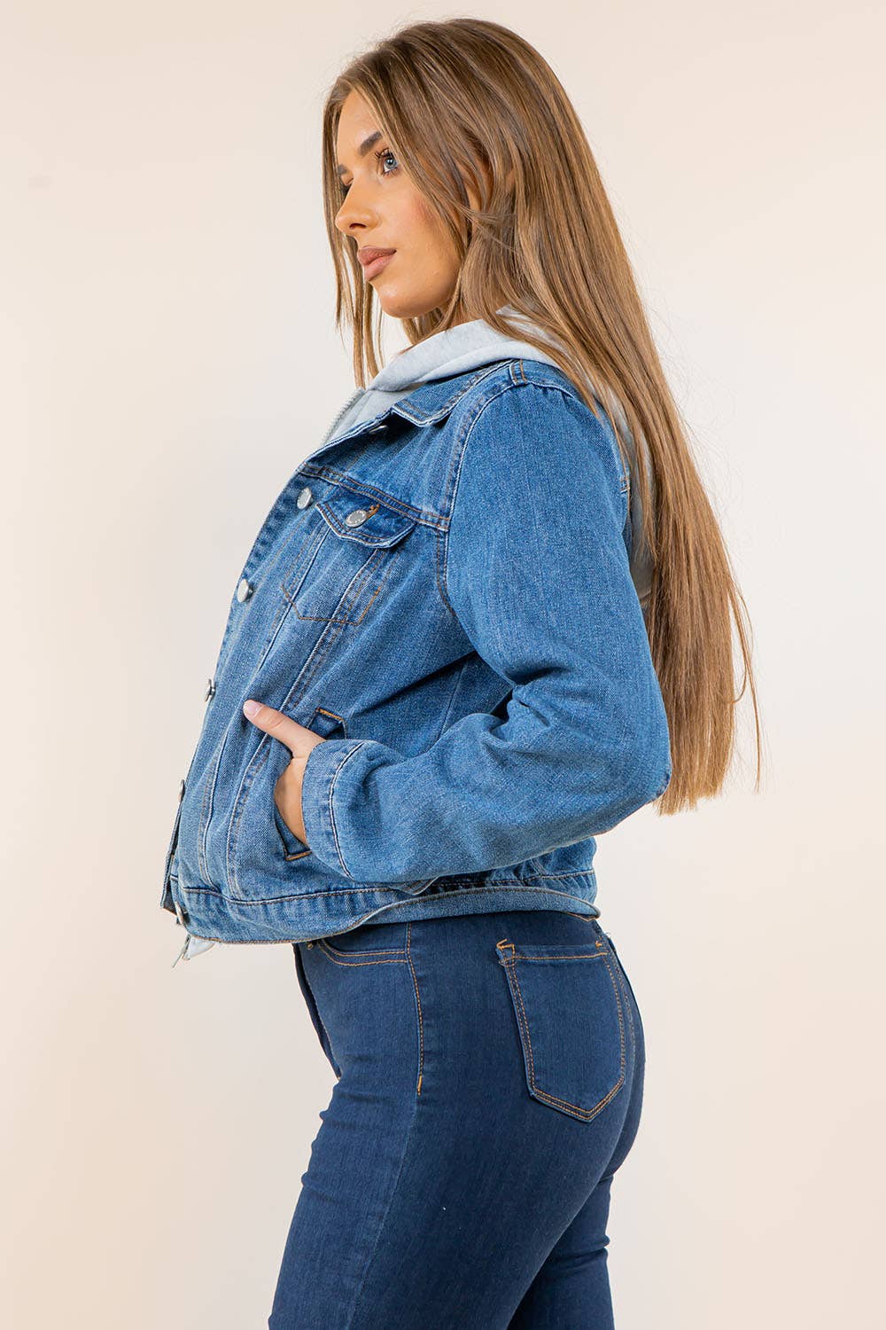 SWEATSHIRT HOODED DENIM JACKET