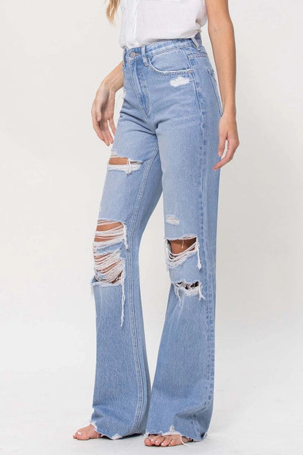 90's Vintage Super High Rise Flare Jeans