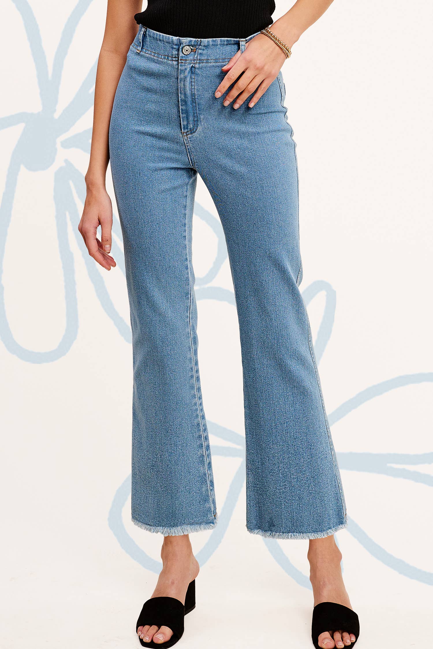 Soft Washed Stretchy High Waisted Flare Pants: Washed Black / XS