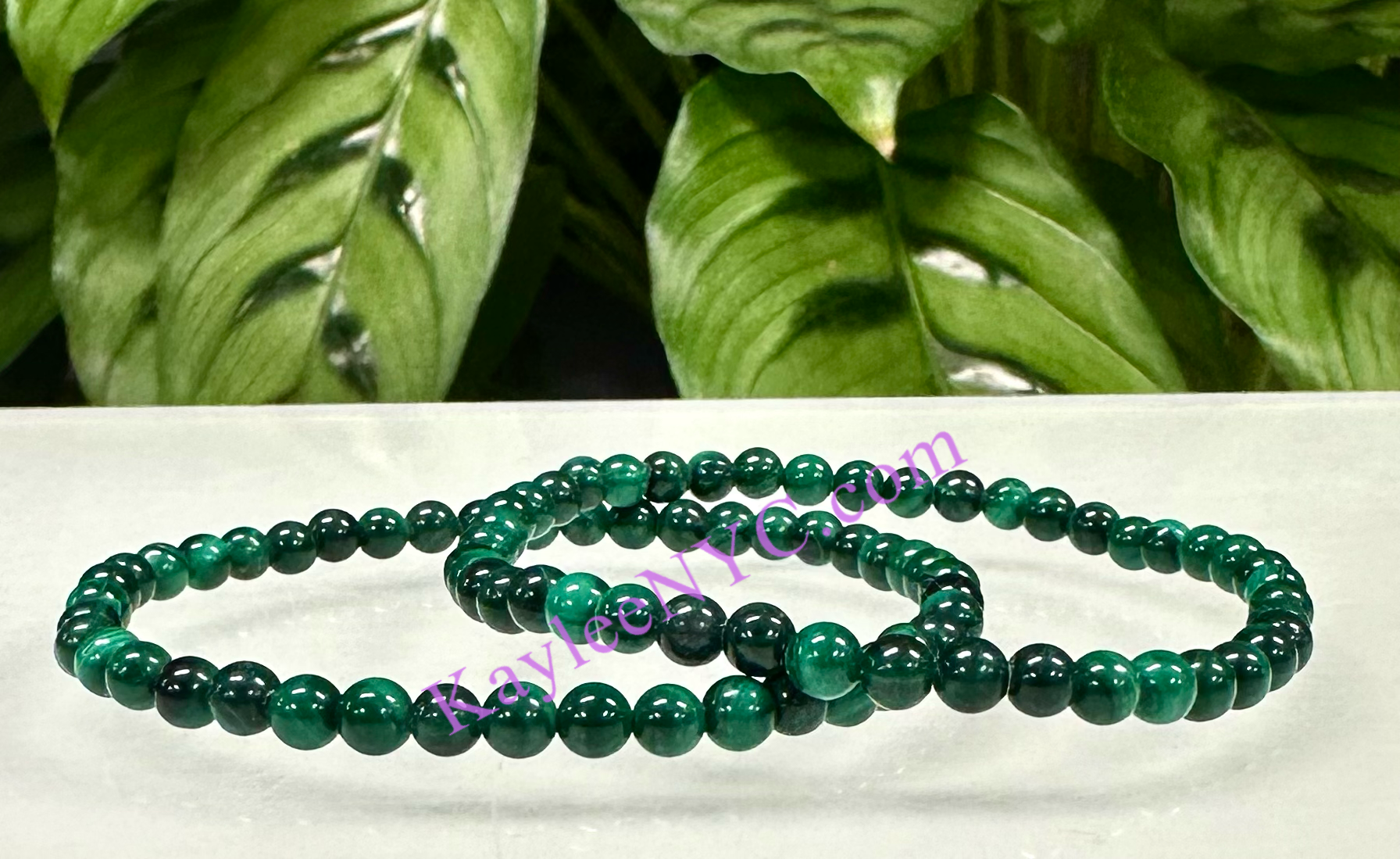 Natural Malachite 4mm 7.5” Crystal Bracelet