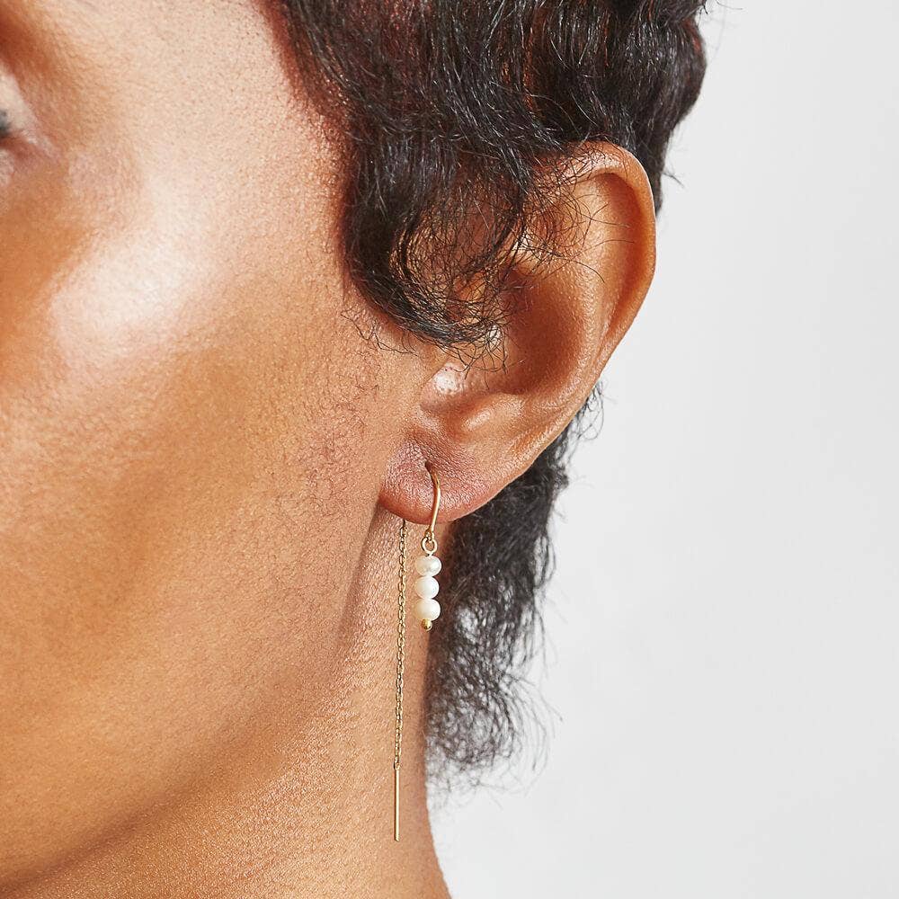 Triple Pearl Drop Threader Earring - Teacher Appreciation/Graduation or Wedding/Bridal Jewelry