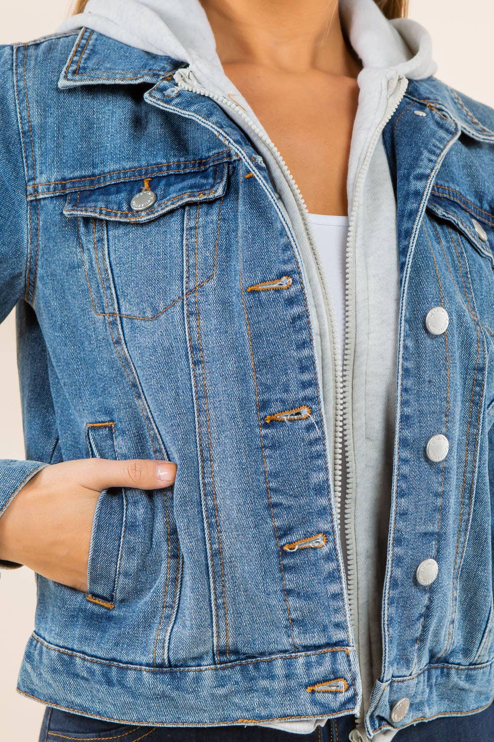SWEATSHIRT HOODED DENIM JACKET