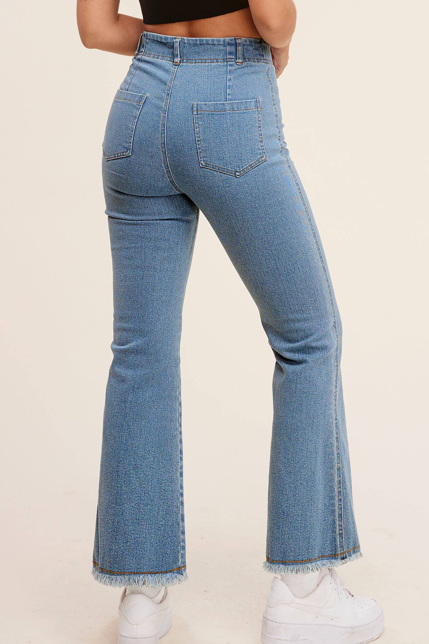 Soft Washed Stretchy High Waisted Flare Pants: Washed Black / M
