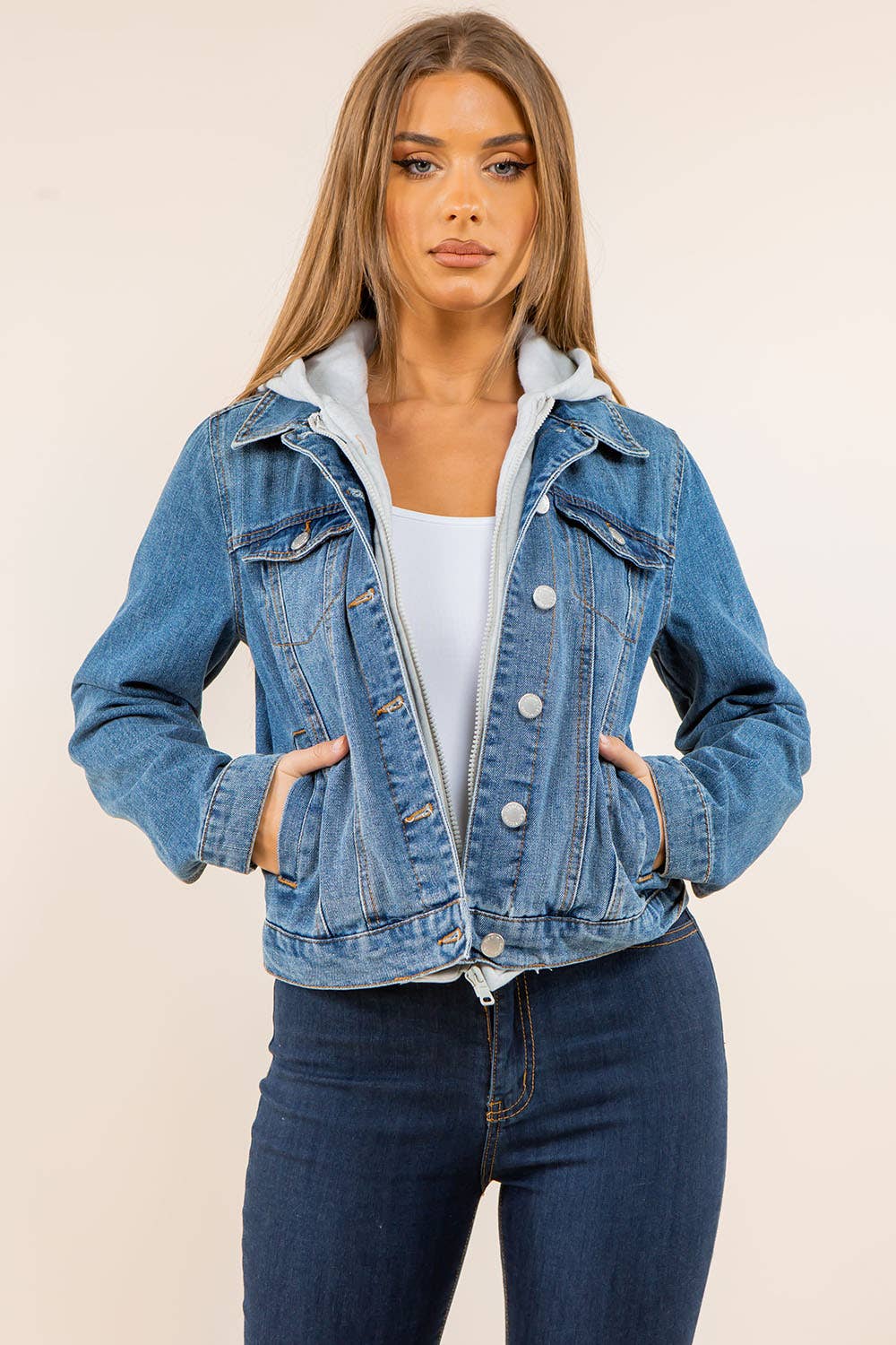 SWEATSHIRT HOODED DENIM JACKET