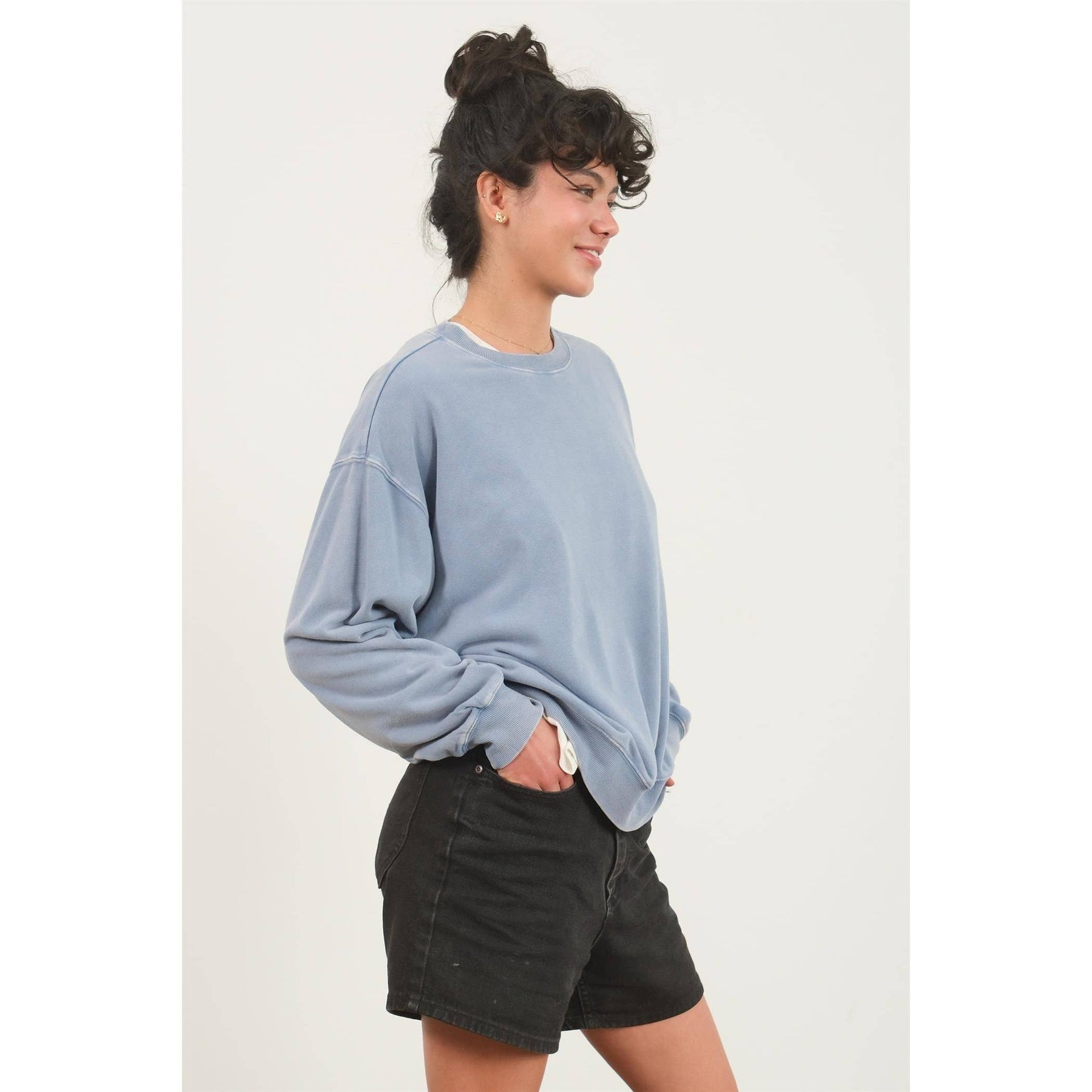 Drop Shoulders Crew Neck Sweatshirt