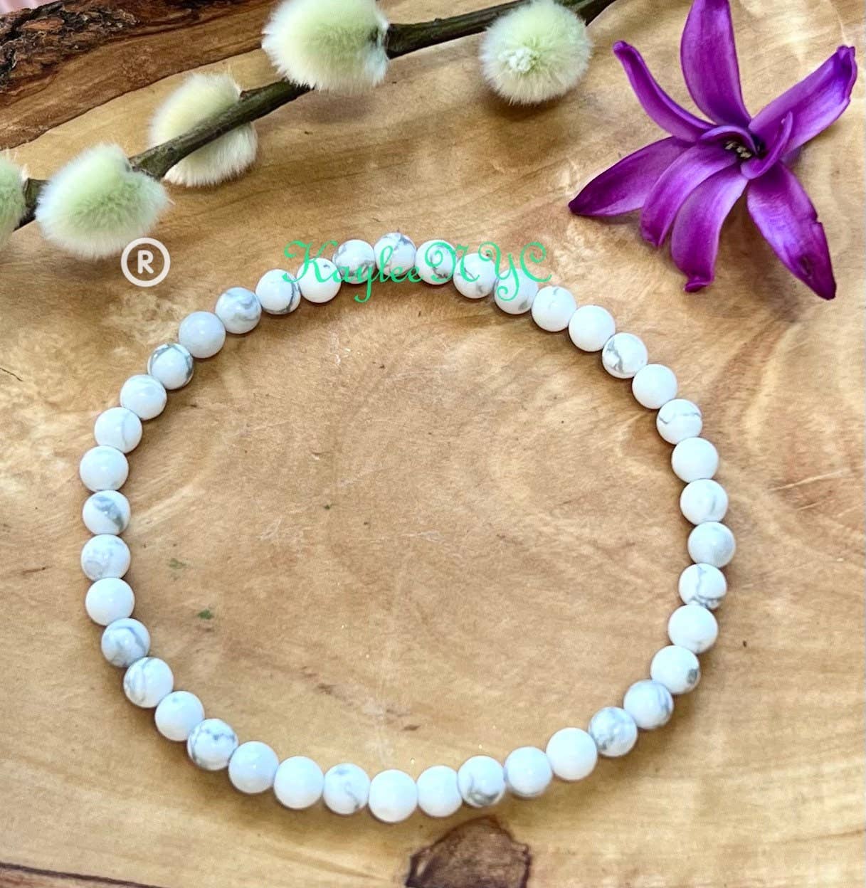 Natural Howlite 4mm 7.5” Crystal Healing Stretch Bracelet