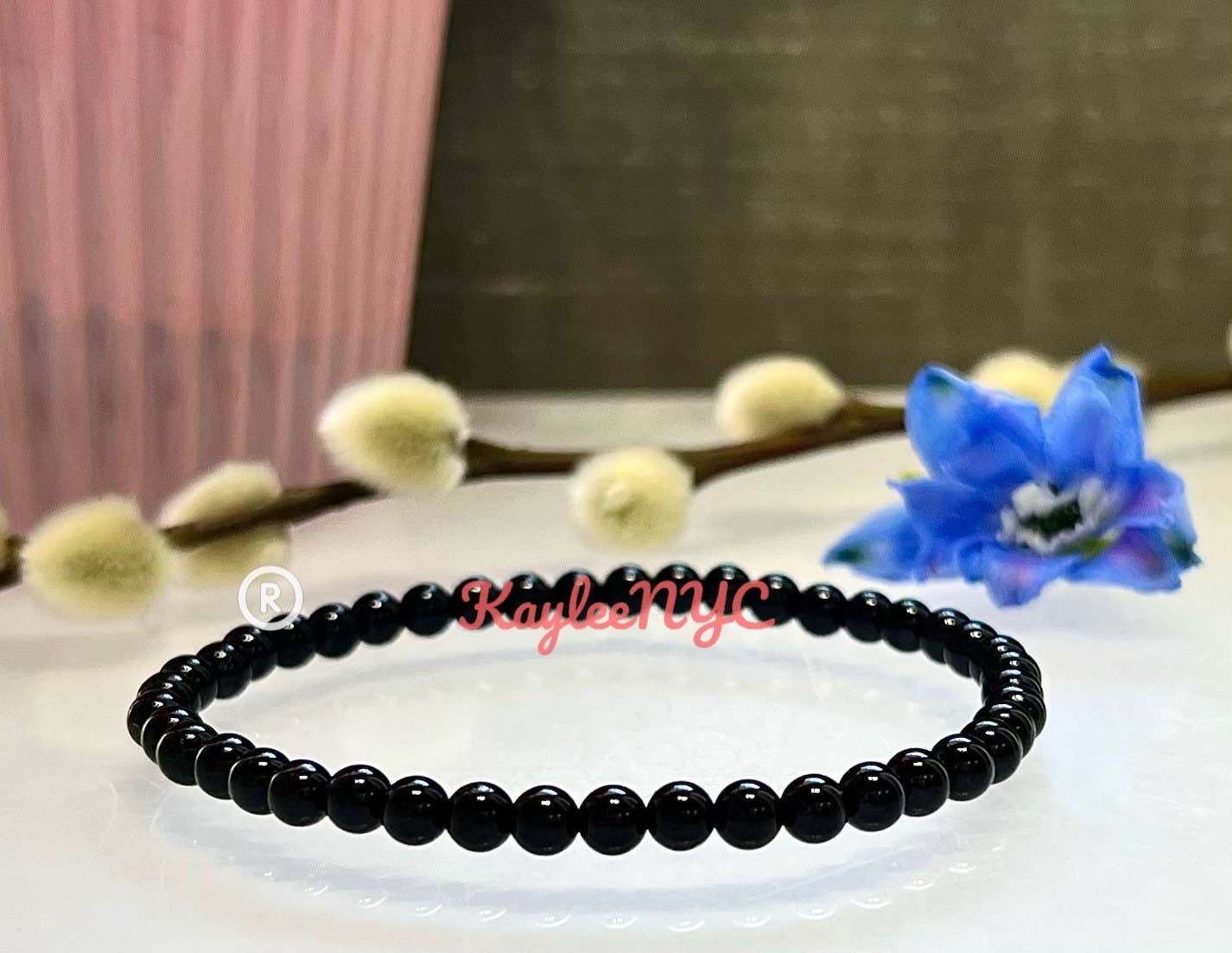 Natural Black Tourmaline 4mm 7.5” Crysta