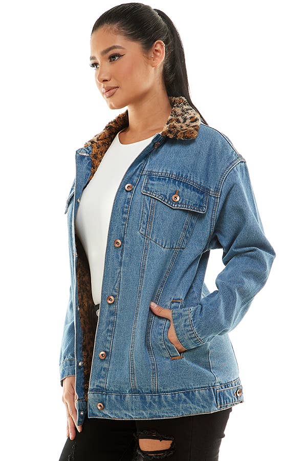 Sherpa Lined Long Denim Jacket
