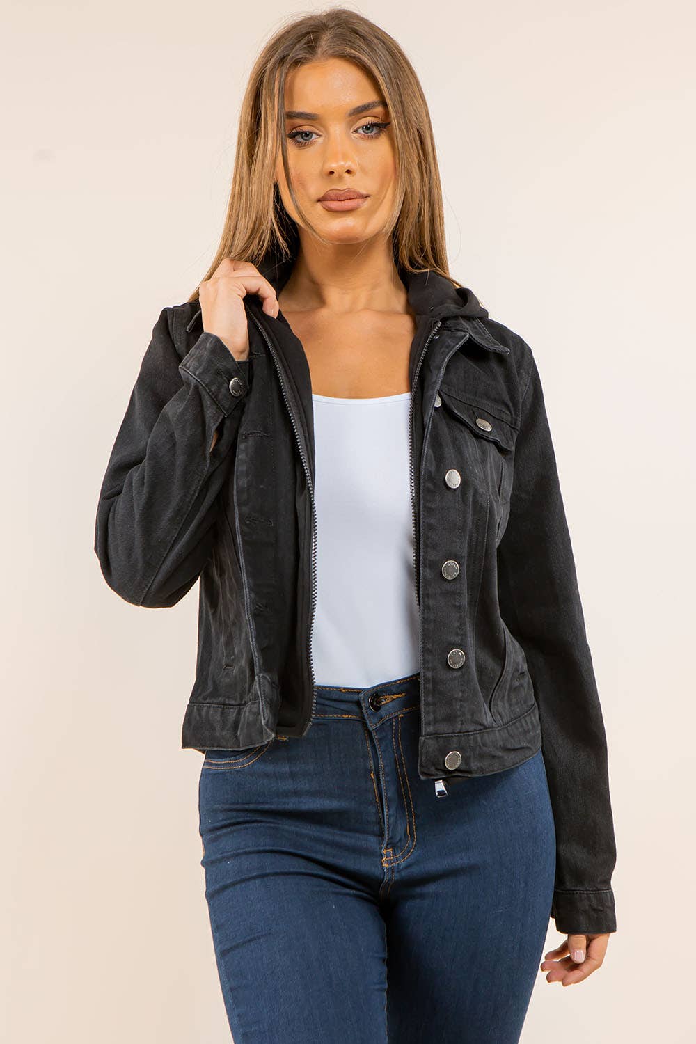 SWEATSHIRT HOODED DENIM JACKET