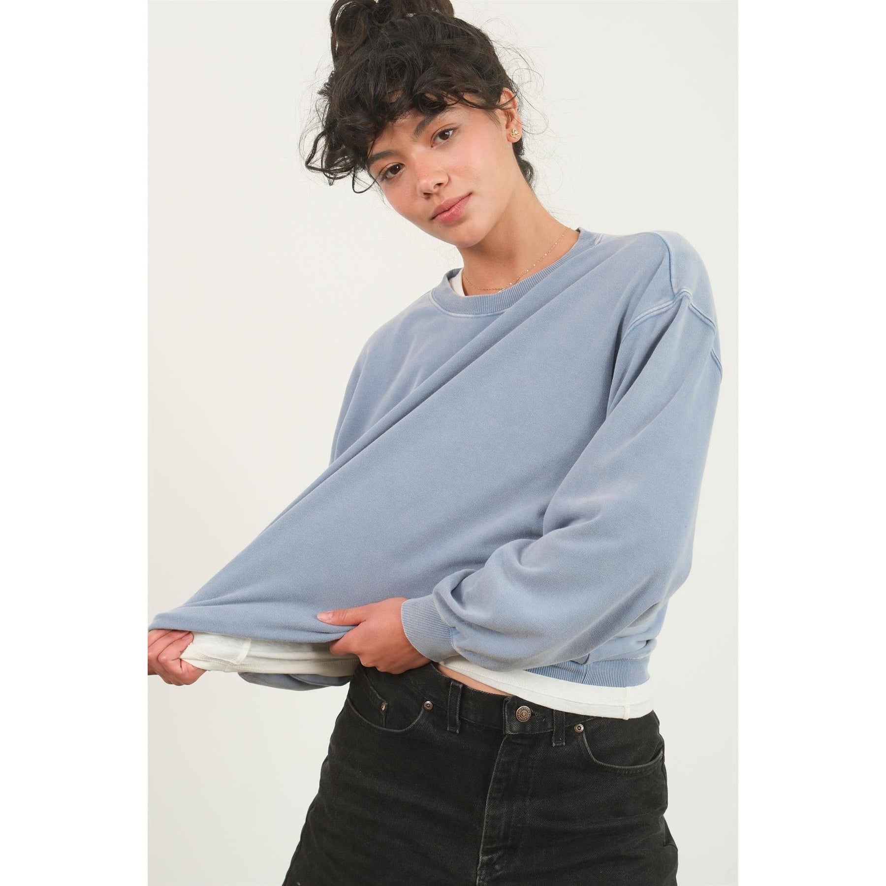 Drop Shoulders Crew Neck Sweatshirt