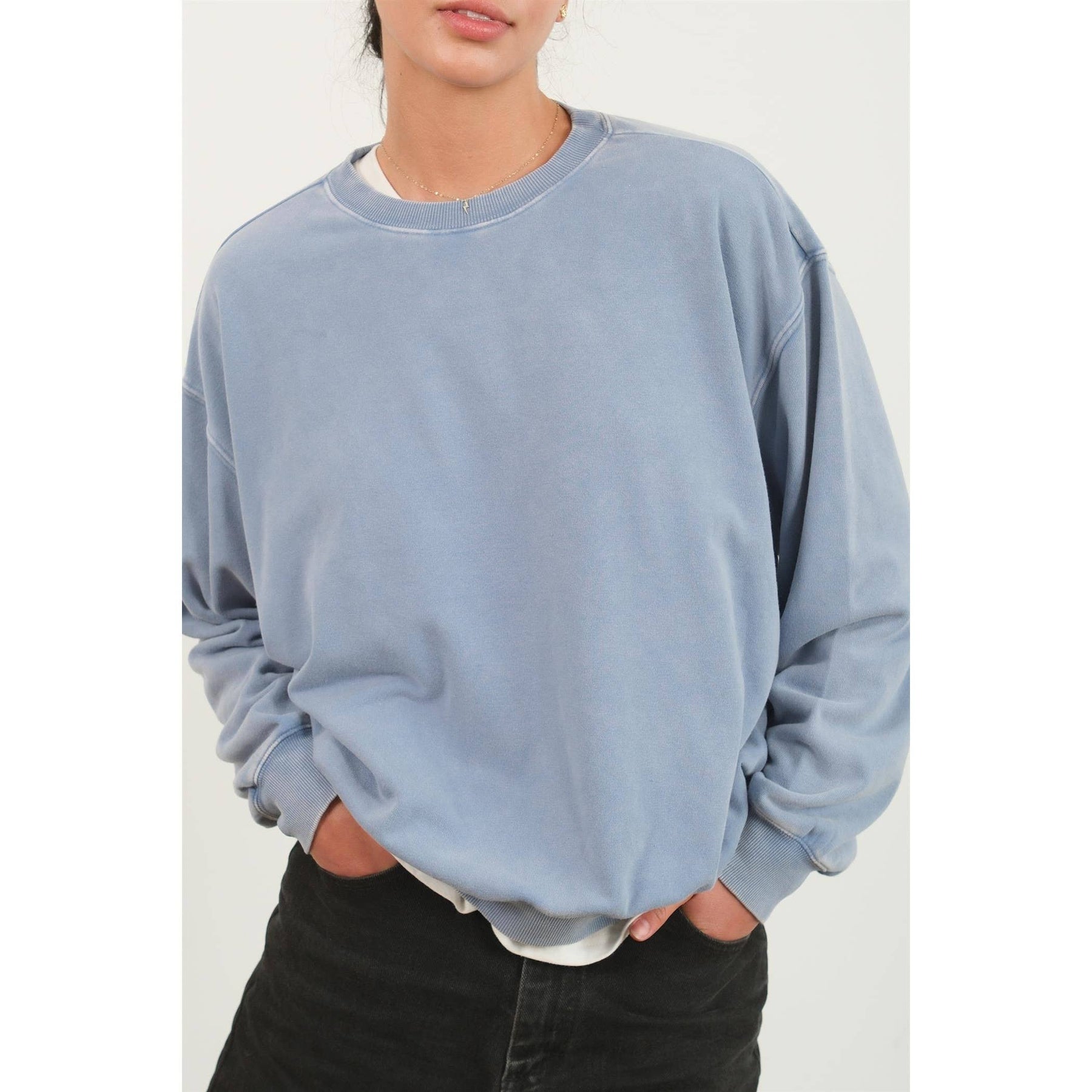 Drop Shoulders Crew Neck Sweatshirt