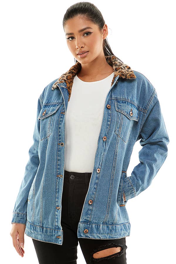Sherpa Lined Long Denim Jacket