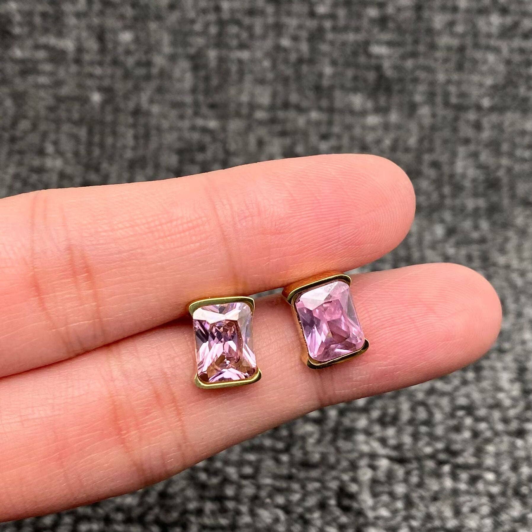 Sparkling Colored Zircon 18K Gold Plated SS Ear Studs - FGS