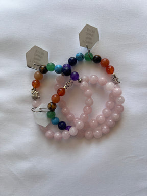 7 chakra rose quartz bracelet