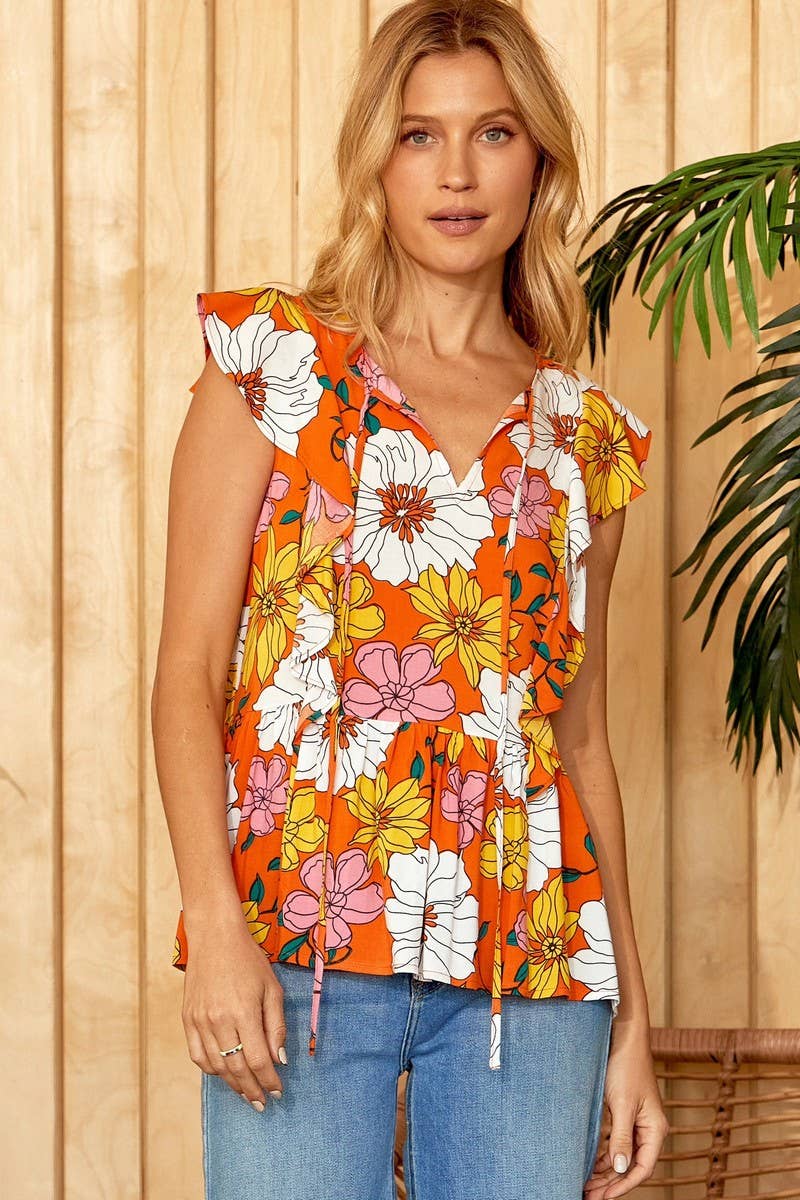 Floral Print Peplum Blouse