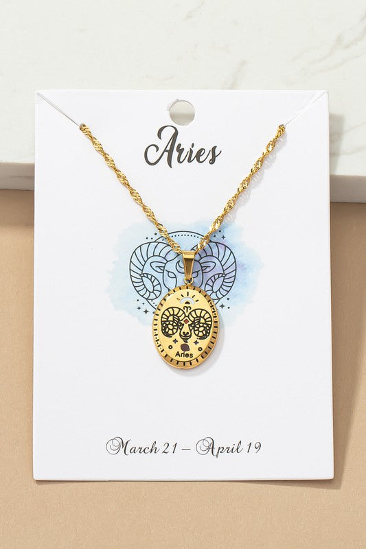 Aries Zodiac Sign Pendant Necklace