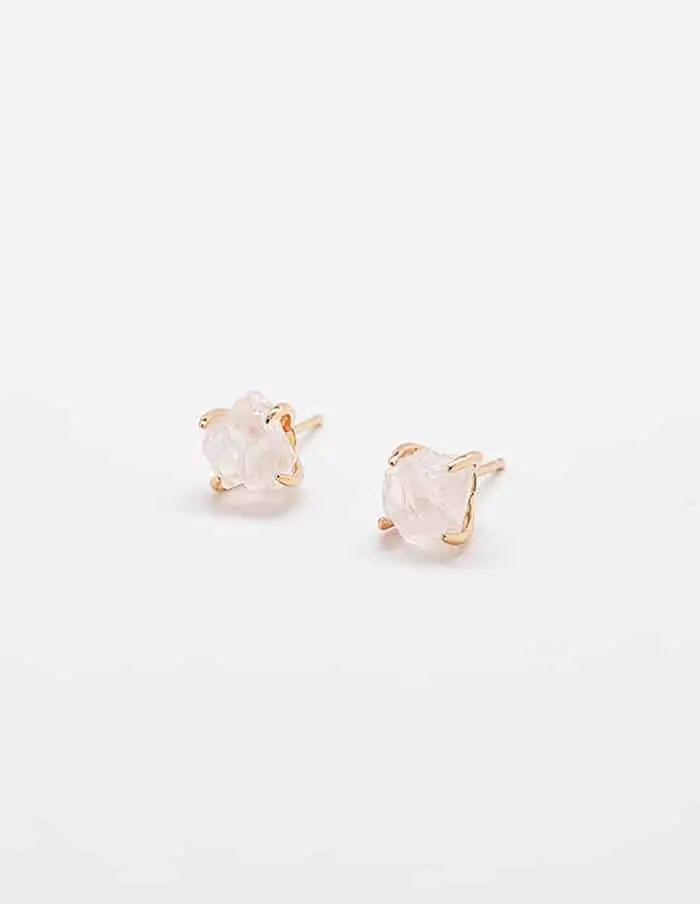 Rose Quartz Gold Claw Gemstone Studs