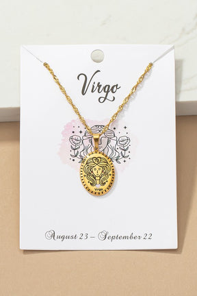 Virgo Zodiac Sign Pendant Necklace