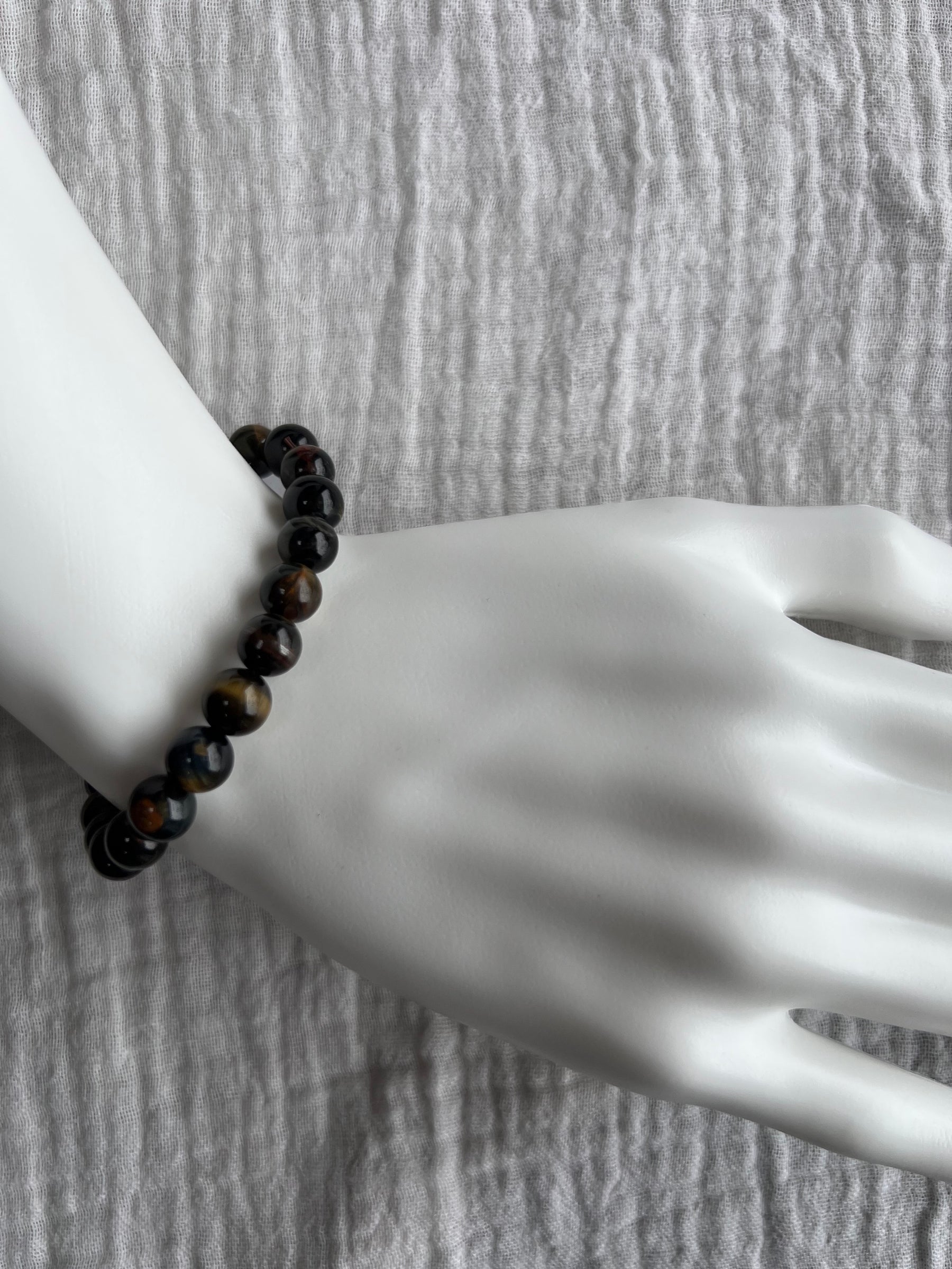 Blue Tiger's Eye Bracelet on wrist