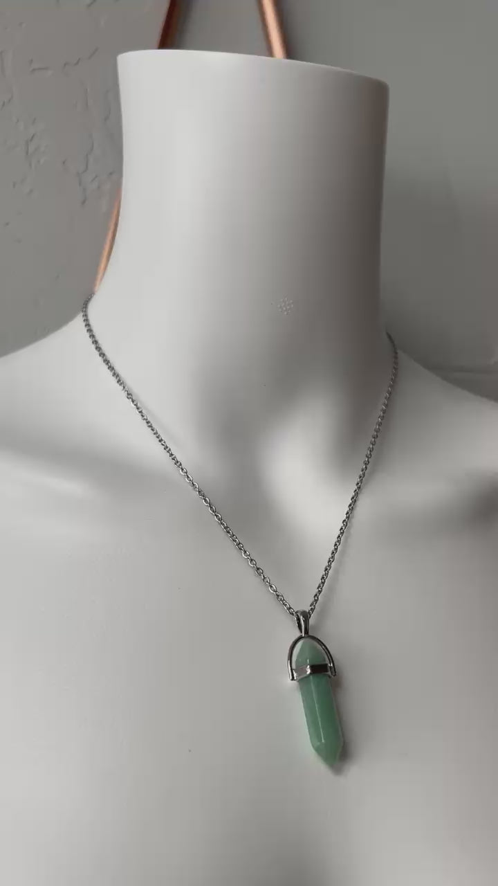 Aventurine crystal pendulum necklace