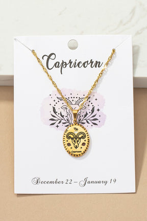 Capricorn Zodiac Sign Pendant Necklace