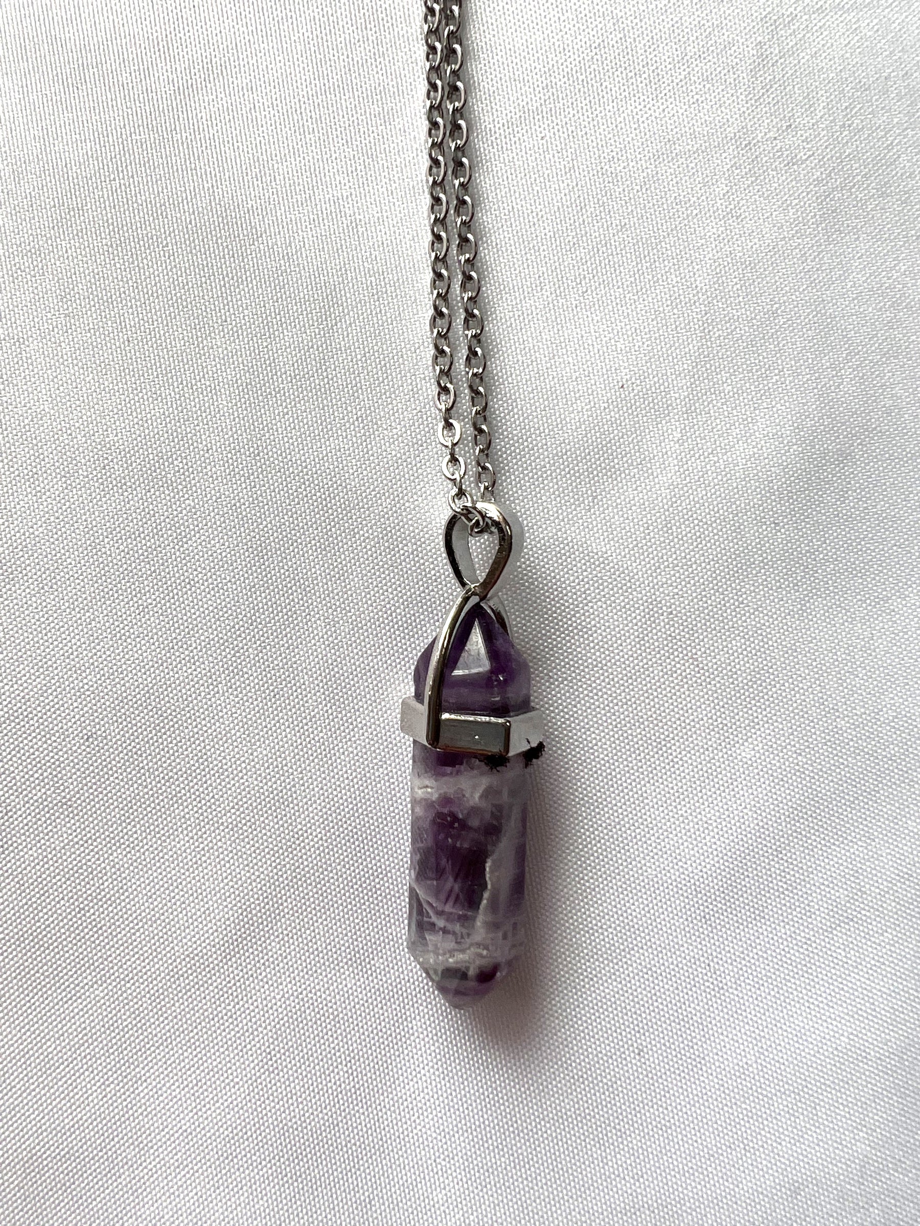 Fluorite crystal pendulum necklace