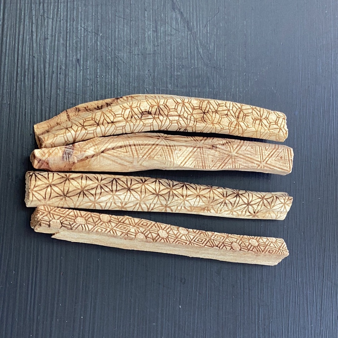Palo Santo With Geometric Etched Design