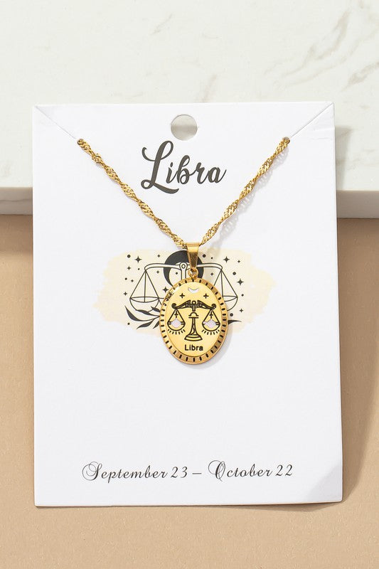 Libra Zodiac Sign Pendant Necklace
