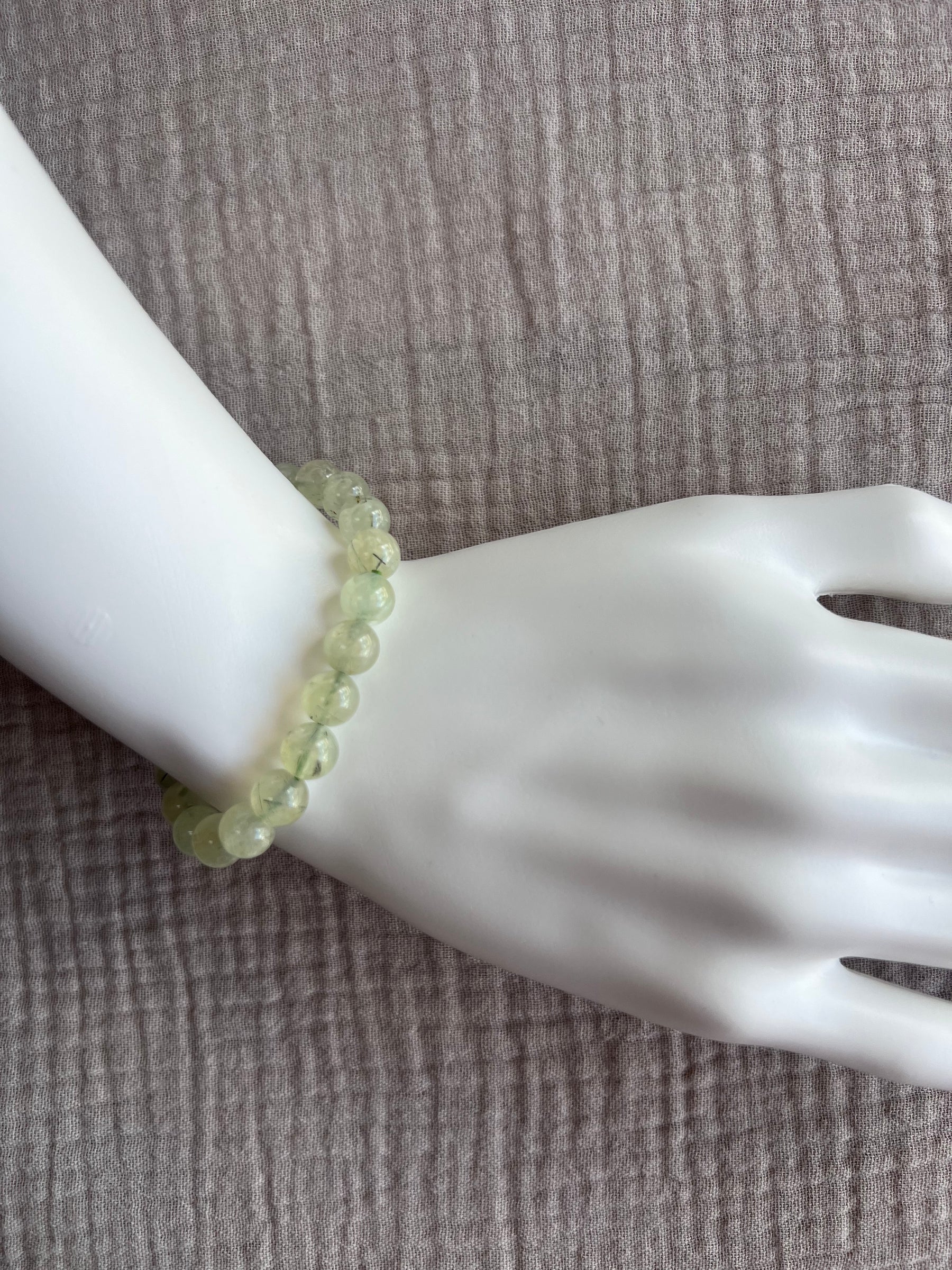 Prehnite Bracelet on wrist