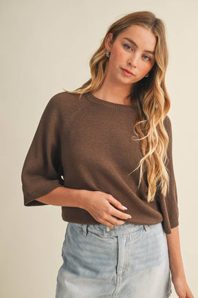 RAGLAN SHORT SLEEVE SWEATER