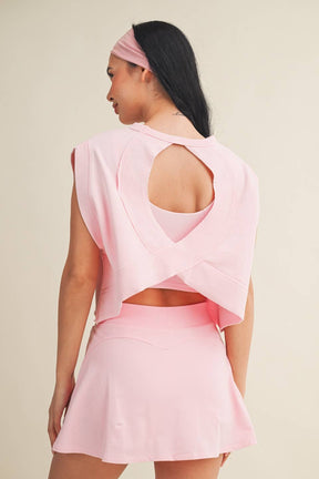 Mineral Wash Open Back Pink Top