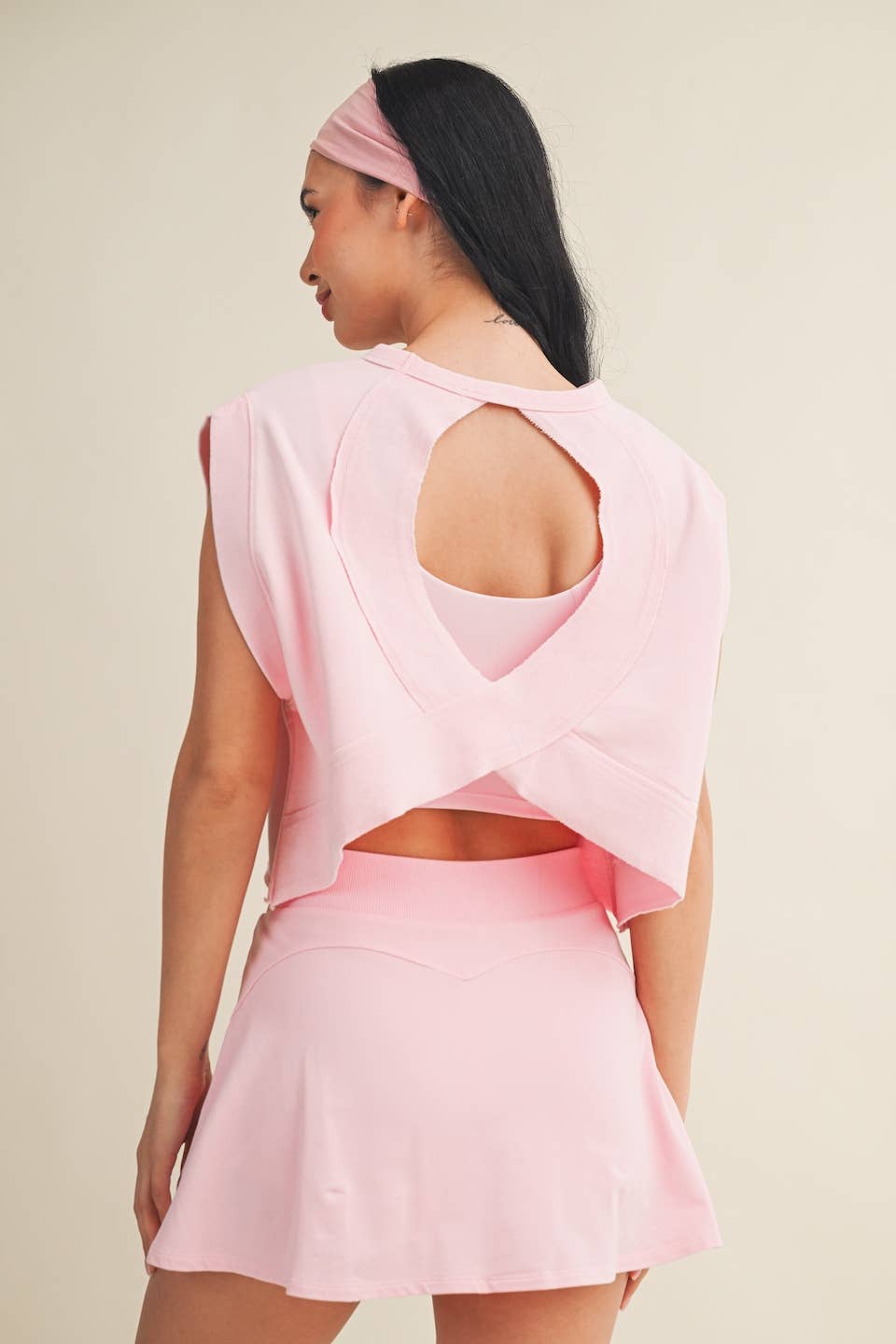 Mineral Wash Open Back Pink Top