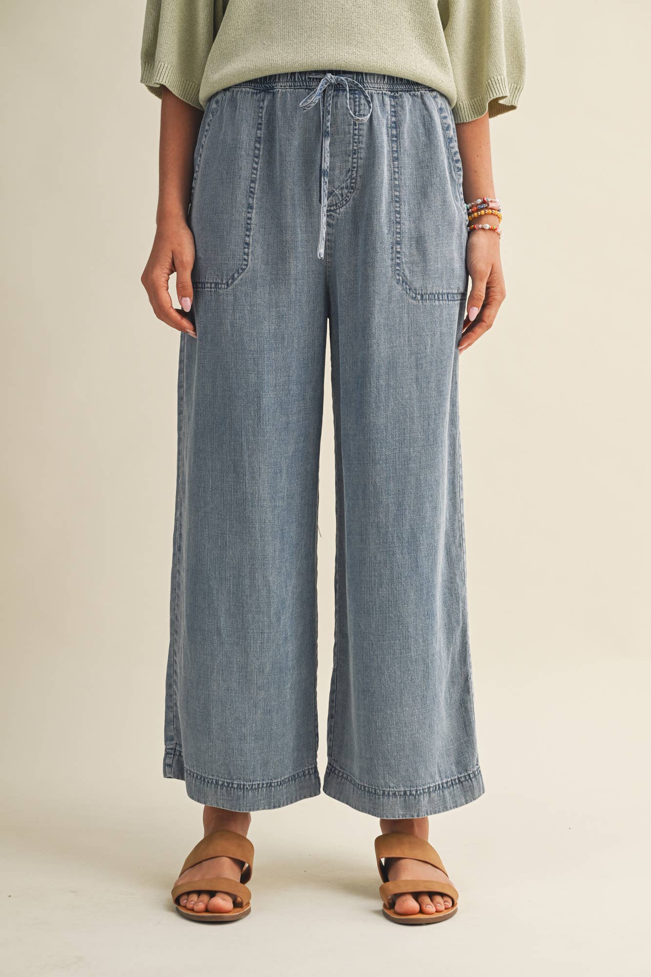 TENCEL CROPPED DENIM PANTS