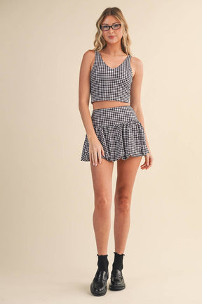 Gingham Print Aligned Performance Cropped Tank Top
