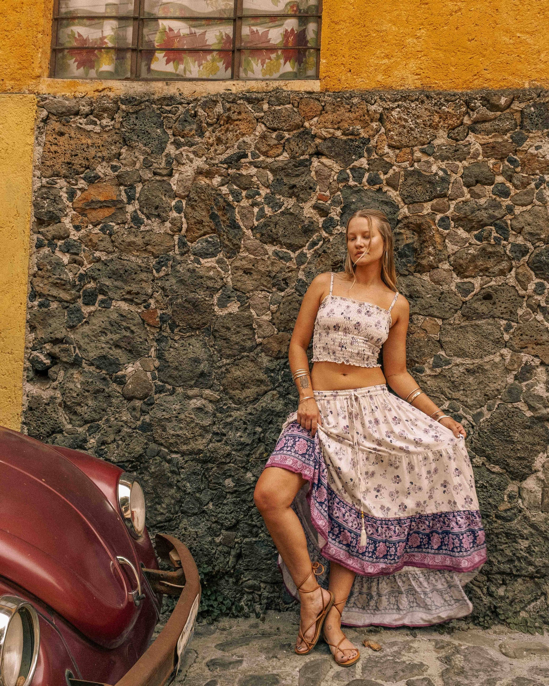 Boho Floral High Low Skirt, Free Spirit Skirt for Set
