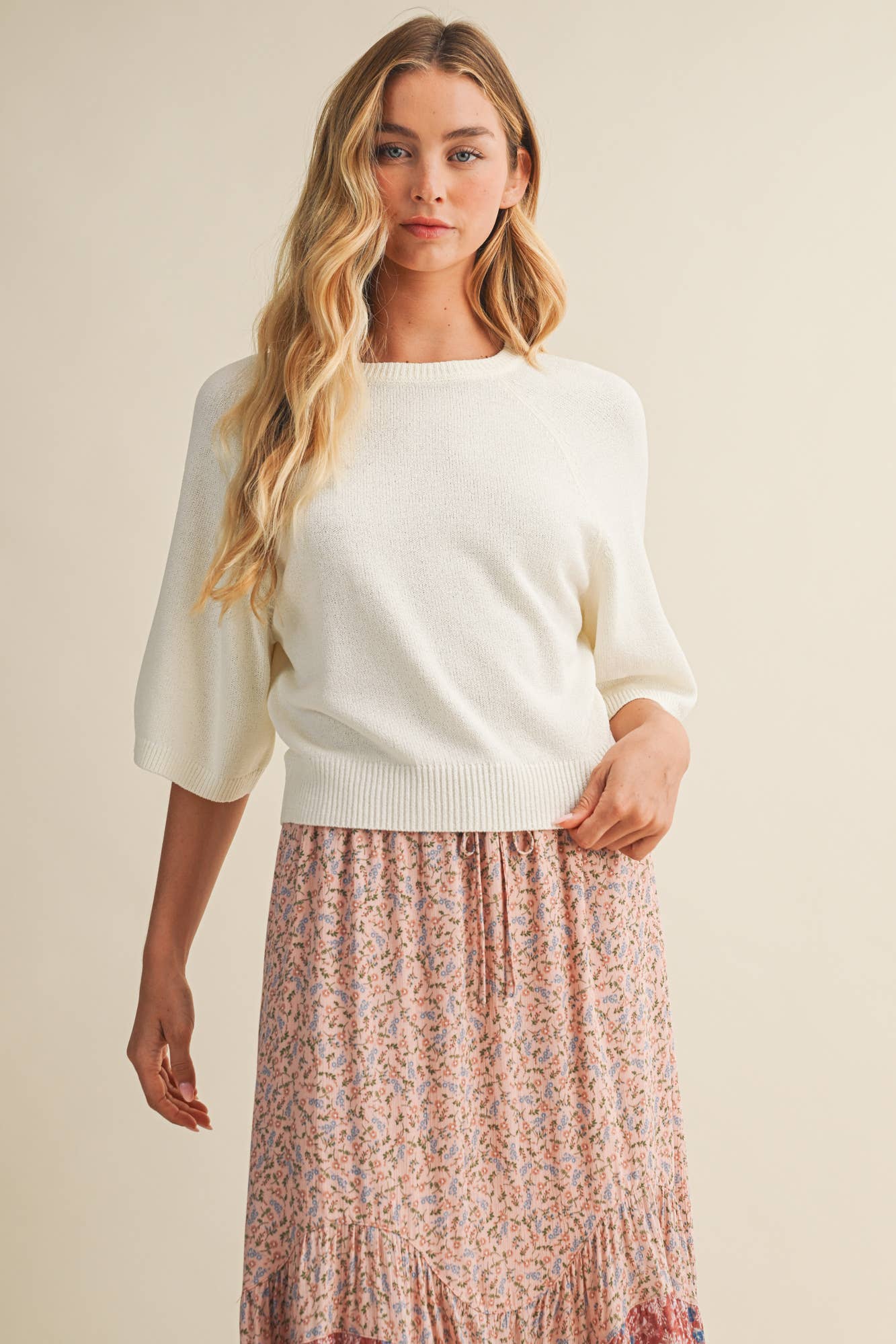RAGLAN SHORT SLEEVE SWEATER
