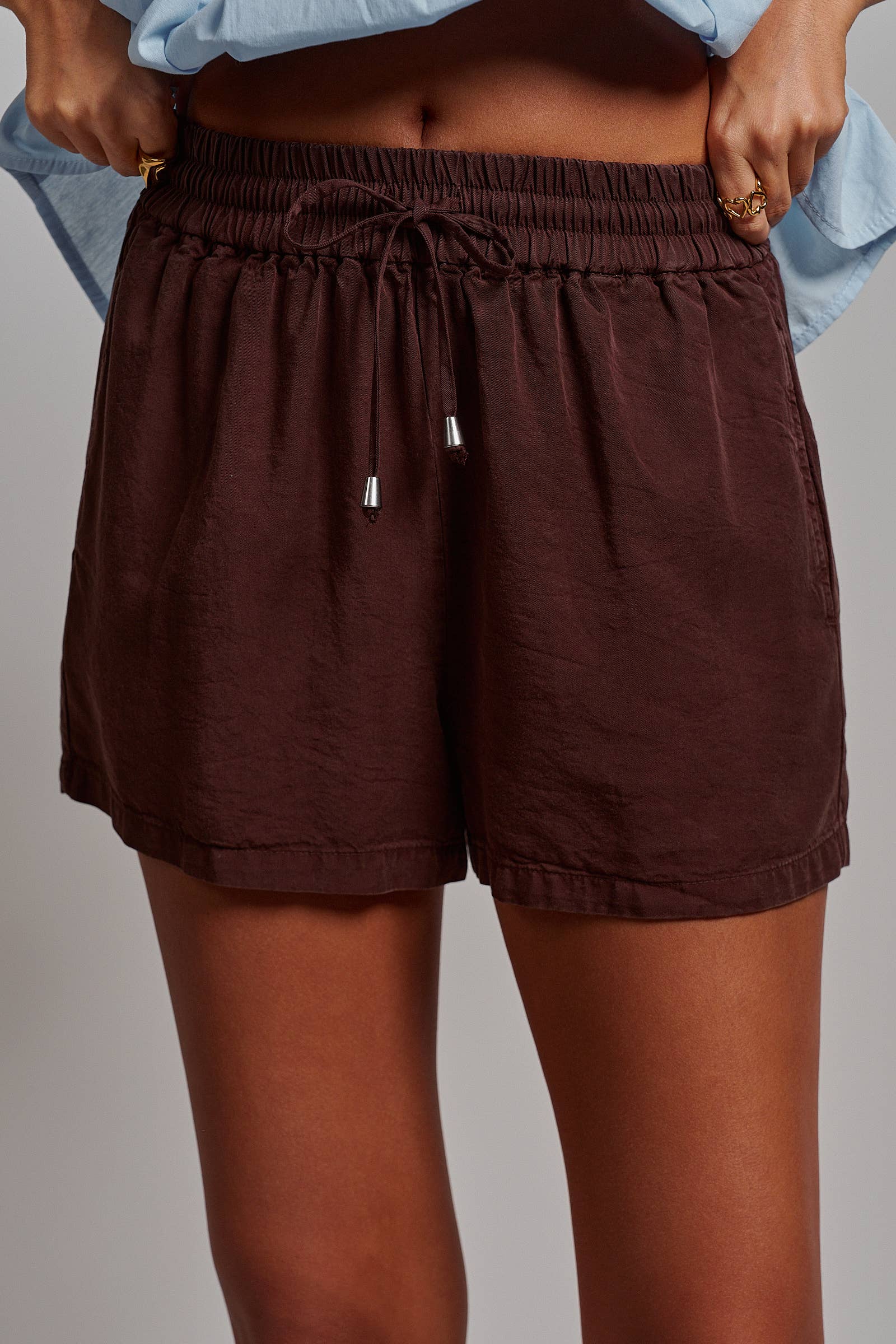 Everyday Chambray Drawstring Shorts