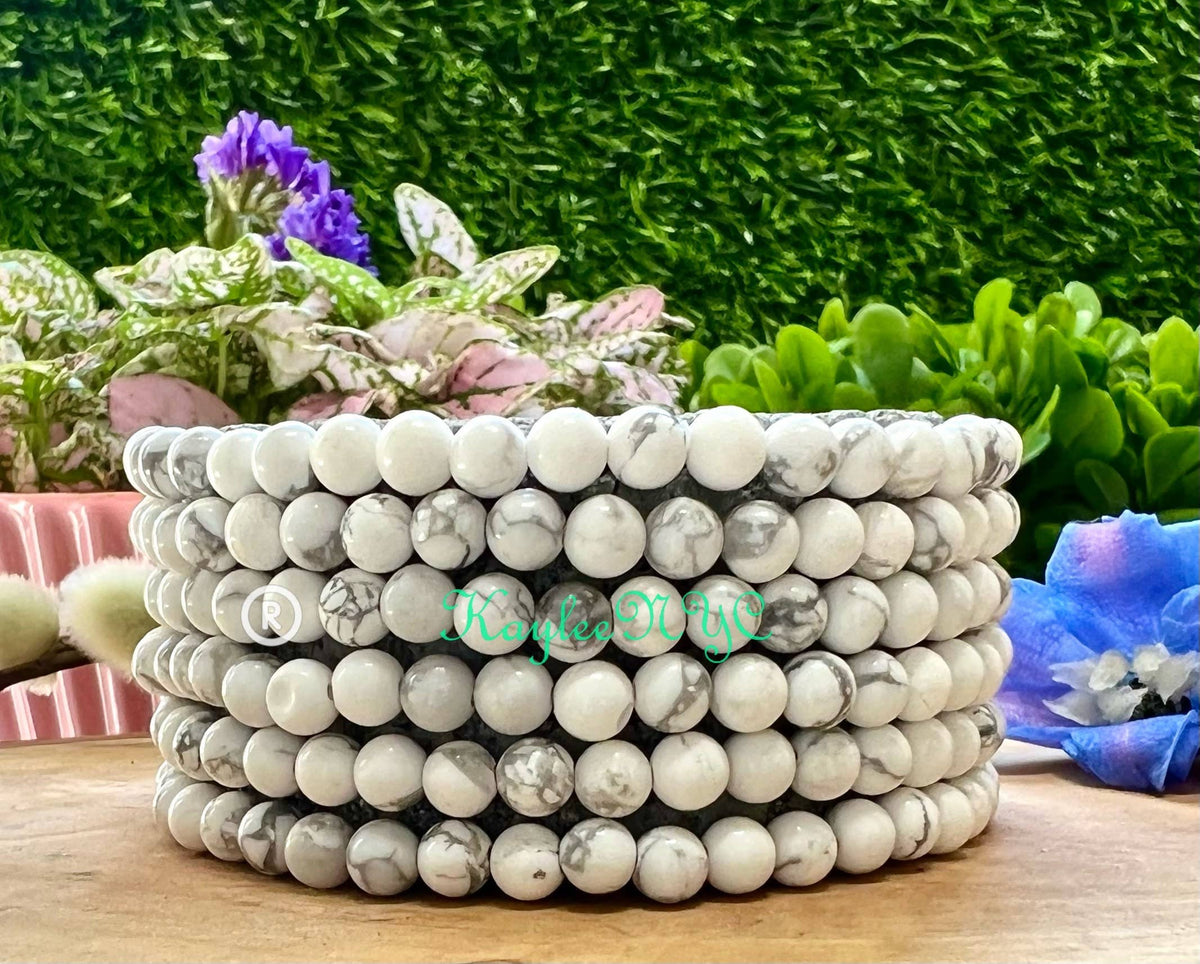 Natural Howlite 4mm 7.5” Crystal Healing Stretch Bracelet
